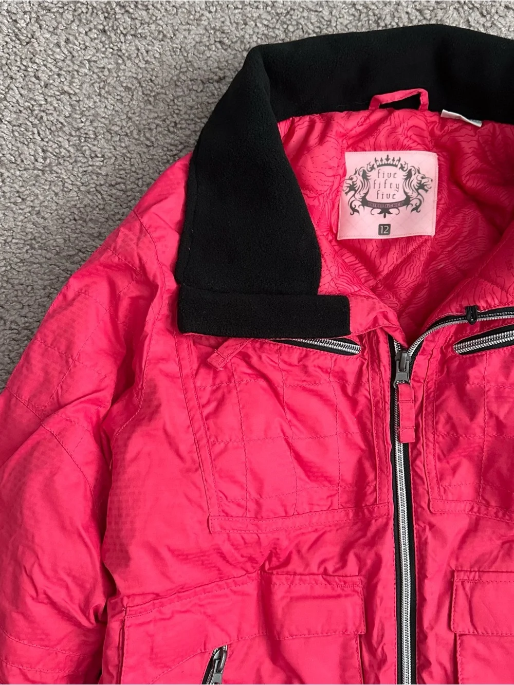 Five Fifty Five Pink Jacket Snow Puffer Girls 12
